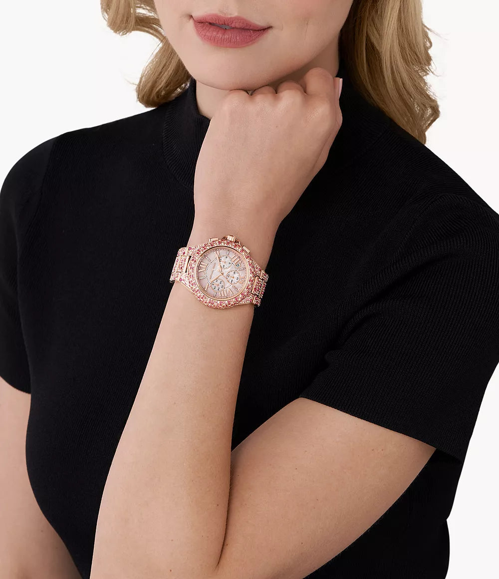  Shop Authentic Michael Kors Camille Chronograph Mother of Pearl Dial Rose Gold Steel Strap Watch for Women - MK7272 - Luxxuri