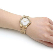  Shop Authentic Michael Kors Lennox Three-Hand Silver Dial Gold Steel Strap Watch For Women - MK7278 - Luxxuri