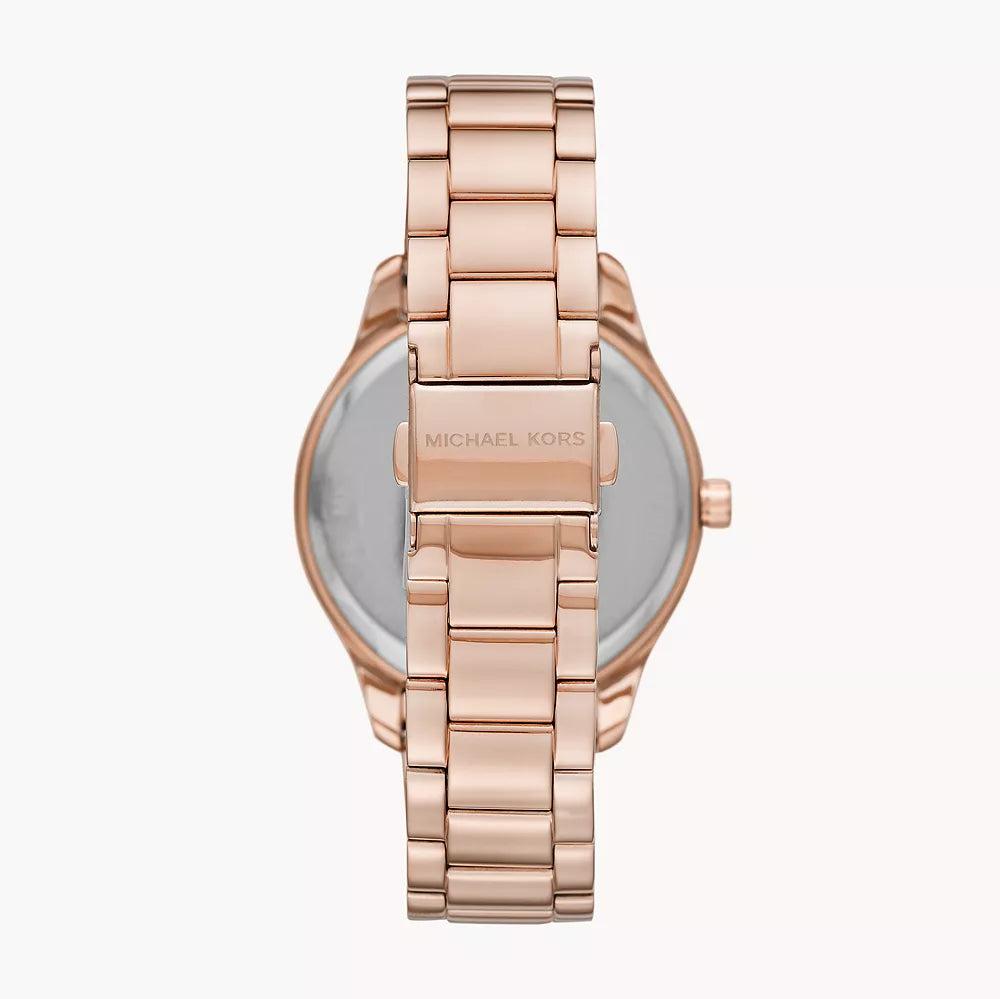  Shop Authentic Michael Kors Runway Three-Hand Silver Dial Rose Gold Steel Strap Watch for Women - MK7473 - Luxxuri