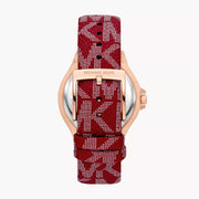  Shop Authentic Michael Kors Lennox Three Hand Silver Dial Red Leather Strap Watch For Women - MK7308 - Luxxuri