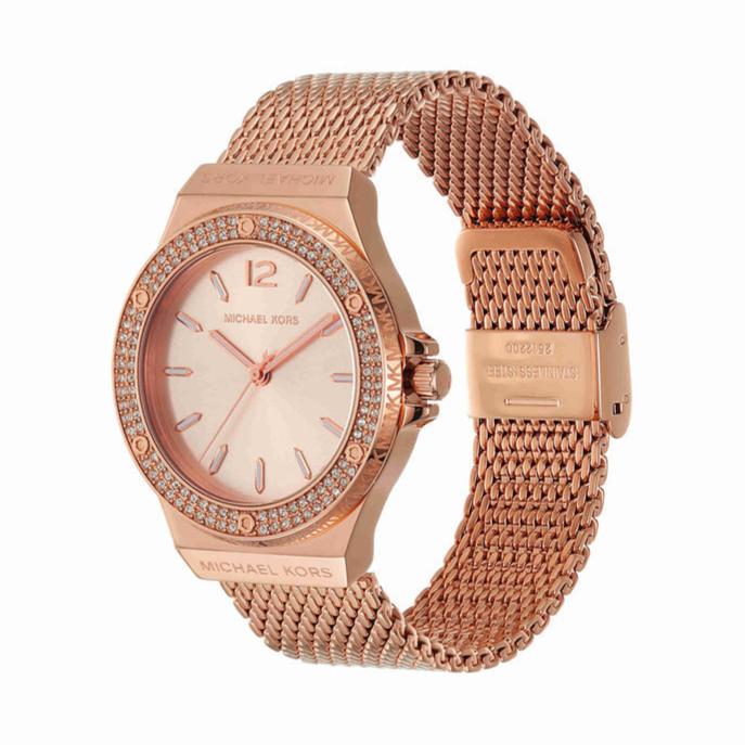  Shop Authentic Michael Kors Lennox Three Hand Rose Gold Dial Rose Gold Mesh Strap Watch For Women - MK7336 - Luxxuri