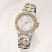  Shop Authentic Michael Kors Lennox Three Hand Silver Dial Two Tone Steel Strap Watch For Women - MK7338 - Luxxuri
