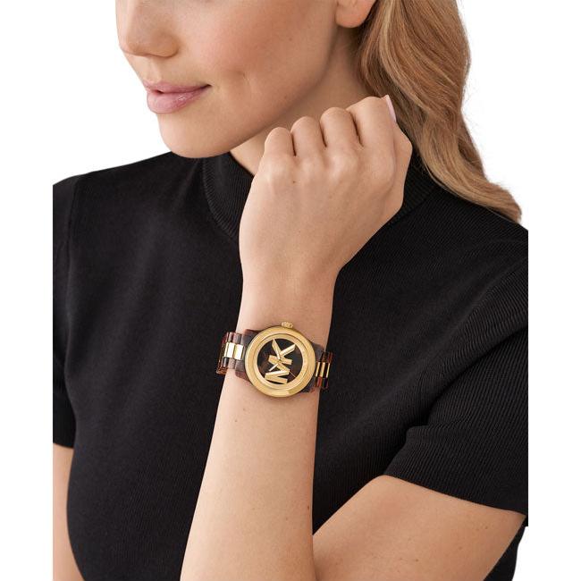  Shop Authentic Michael Kors Runway Three-Hand Brown Dial Two Tone Steel Strap Watch for Women - MK7354 - Luxxuri