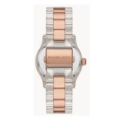  Shop Authentic Michael Kors Runway Analog Crystals Rose Gold Dial Two Tone Steel Strap Watch for Women - MK7355 - Luxxuri