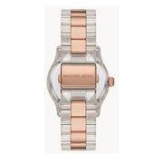  Shop Authentic Michael Kors Runway Analog Crystals Rose Gold Dial Two Tone Steel Strap Watch for Women - MK7355 - Luxxuri