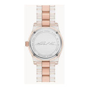  Shop Authentic Michael Kors Runway Analog Crystals Rose Gold Dial Two Tone Steel Strap Watch for Women - MK7355 - Luxxuri