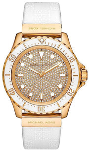  Shop Authentic Michael Kors Everest Analog Gold Dial White Silicone Strap Watch For Women - MK7357 - Luxxuri