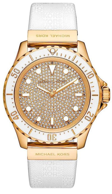  Shop Authentic Michael Kors Everest Analog Gold Dial White Silicone Strap Watch For Women - MK7357 - Luxxuri