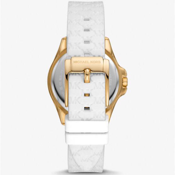  Shop Authentic Michael Kors Mini Pilot Quartz Silver Dial White Silicone Strap Watch For Women - MK7372 - Luxxuri