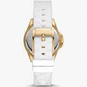  Shop Authentic Michael Kors Mini Pilot Quartz Silver Dial White Silicone Strap Watch For Women - MK7372 - Luxxuri