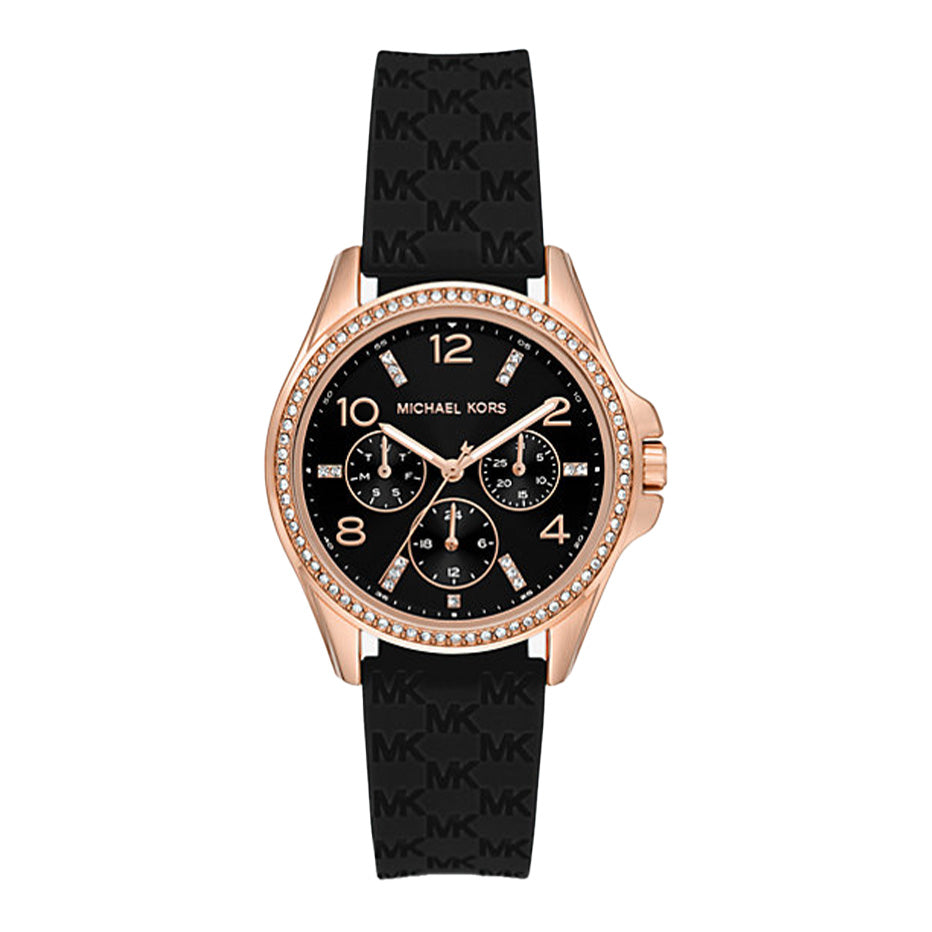  Shop Authentic Michael Kors Mini Pilot Black Dial Black Silicone Strap Watch For Women - MK7373 - Luxxuri