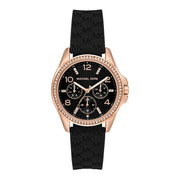  Shop Authentic Michael Kors Mini Pilot Black Dial Black Silicone Strap Watch For Women - MK7373 - Luxxuri