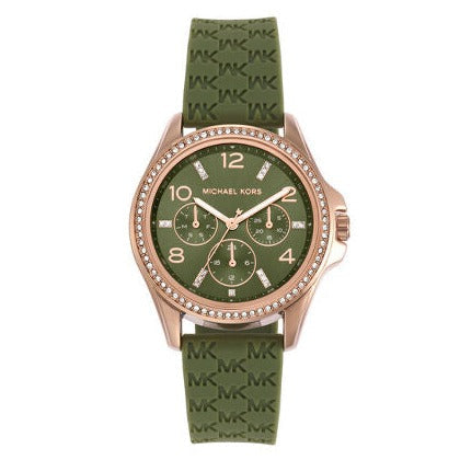  Shop Authentic Michael Kors Mini Pilot Chronograph Green Dial Green Silicone Strap Watch For Women - MK7421 - Luxxuri