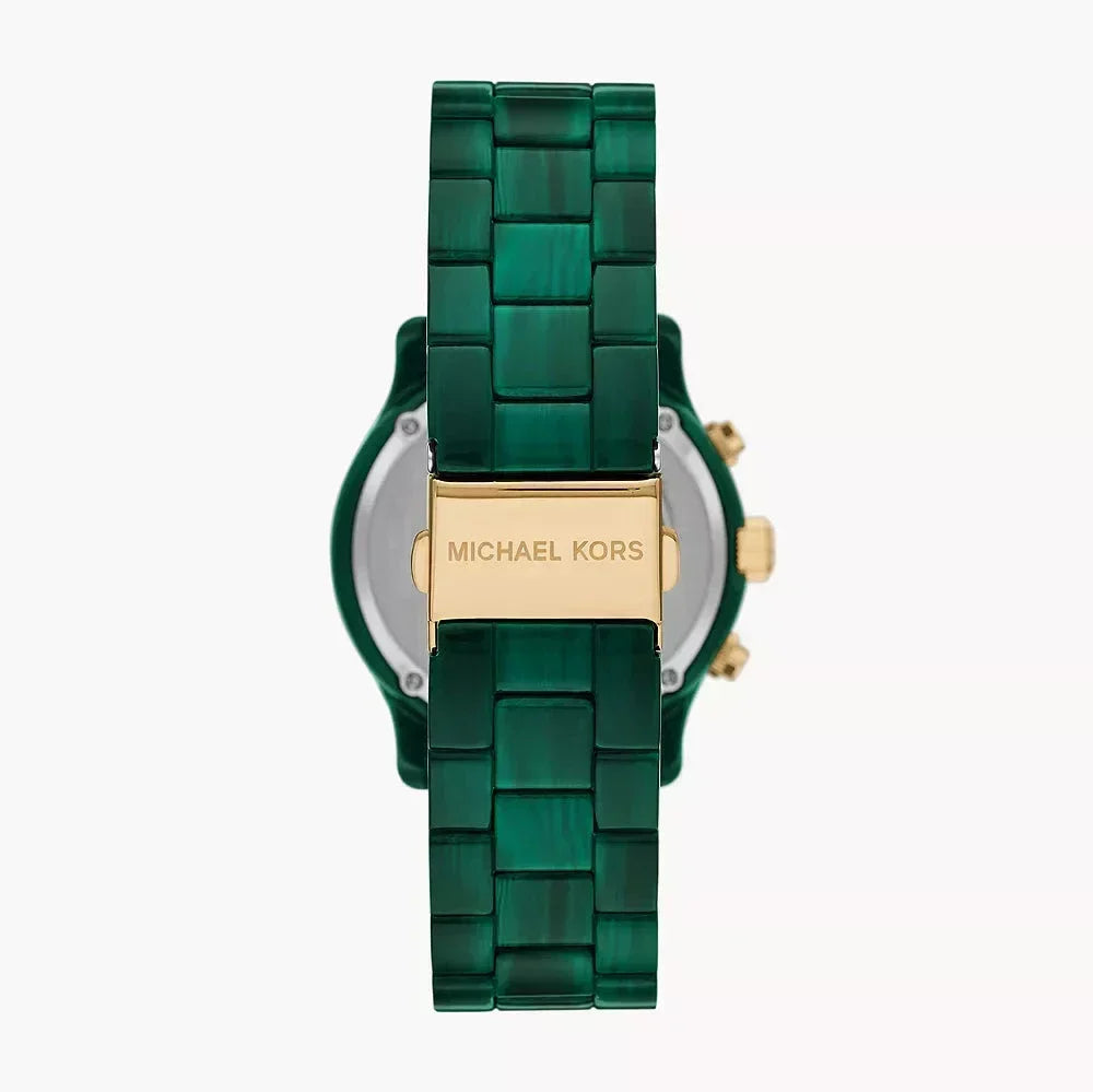  Shop Authentic Michael Kors Runway Chronograph Green Dial Green Steel Strap Watch for Women - MK7422 - Luxxuri