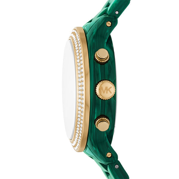  Shop Authentic Michael Kors Runway Chronograph Green Dial Green Steel Strap Watch for Women - MK7422 - Luxxuri