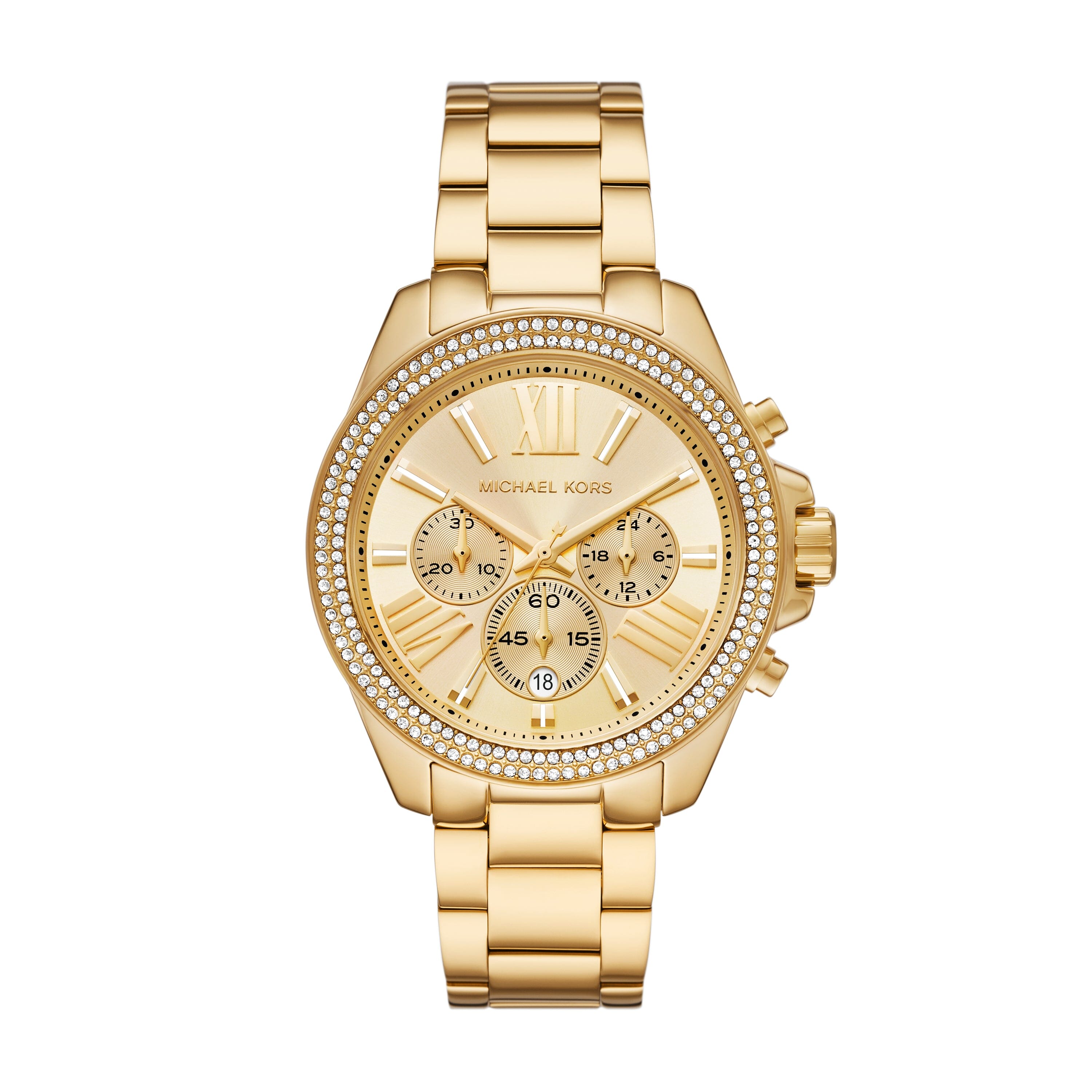  Shop Authentic Michael Kors Wren Chronograph Gold Dial Gold Steel Strap Watch for Women - MK7428 - Luxxuri