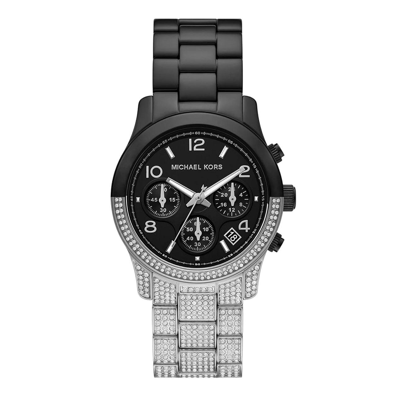  Shop Authentic Michael Kors Runway Pavé Black Dial Two Tone Steel Strap Watch for Women - MK7433 - Luxxuri