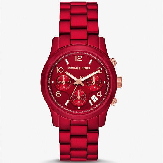  Shop Authentic Michael Kors Runway Analog Chronograph Red Dial Red Steel Strap Watch for Women - MK7436 - Luxxuri