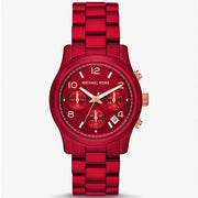  Shop Authentic Michael Kors Runway Analog Chronograph Red Dial Red Steel Strap Watch for Women - MK7436 - Luxxuri