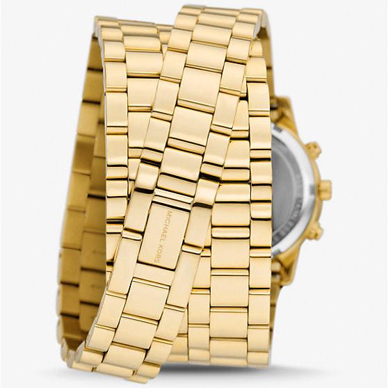 Shop Authentic Michael Kors Runway 18K Gold-Plated Triple Wrap Gold Dial Gold Steel Strap Watch for Women - MK7450 - Luxxuri