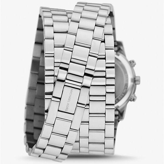  Shop Authentic Michael Kors Runway 18K Rhodium Plated Triple Wrap Silver Dial Silver Steel Strap Watch for Women - MK7451 - Luxxuri