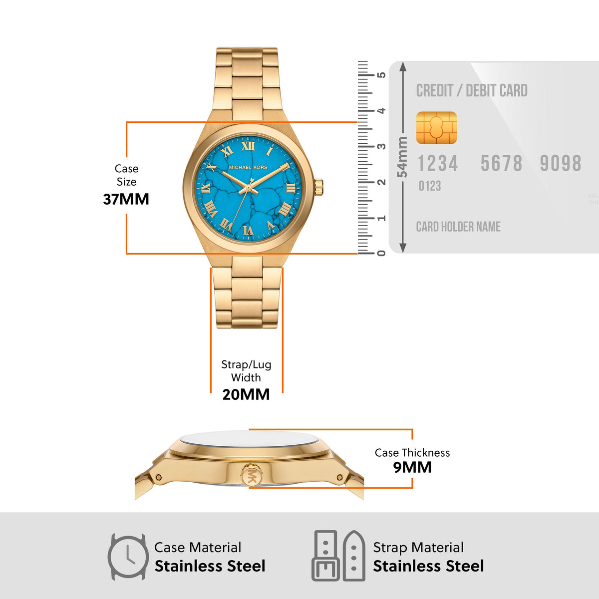  Shop Authentic Michael Kors Lennox Analog Blue Dial Gold Steel Strap Watch for Women - MK7460 - Luxxuri