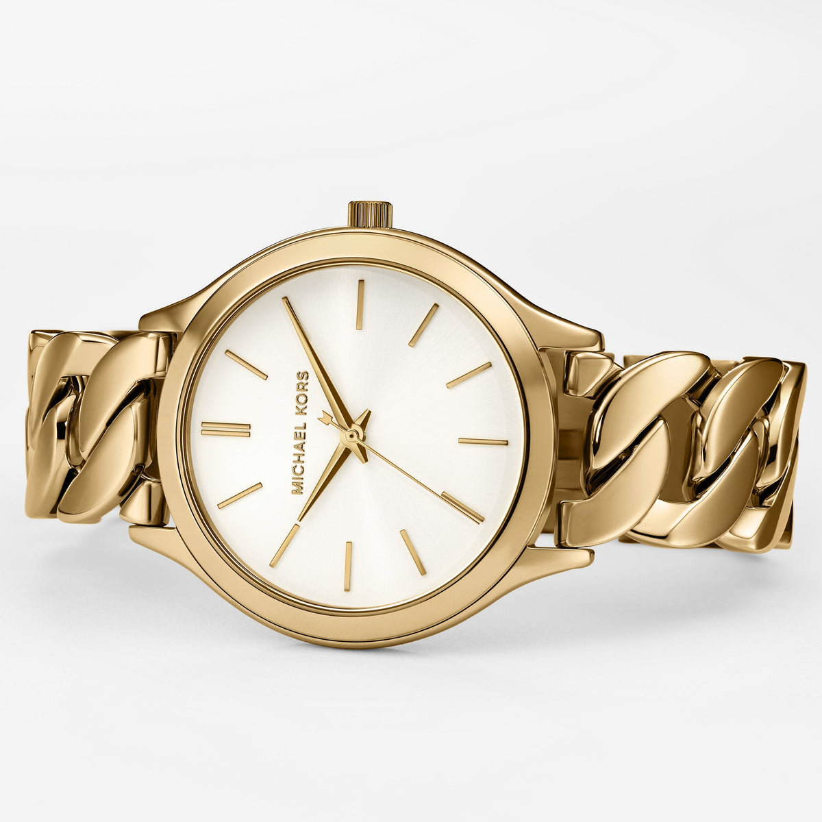  Shop Authentic Michael Kors Runway Three-Hand White Dial Gold Steel Strap Watch for Women - MK7472 - Luxxuri