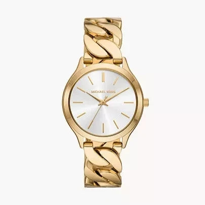  Shop Authentic Michael Kors Runway Three-Hand White Dial Gold Steel Strap Watch for Women - MK7472 - Luxxuri
