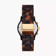  Shop Authentic Michael Kors Runway Chronograph Gold Dial Brown Acetate Strap Watch for Women - MK7475 - Luxxuri