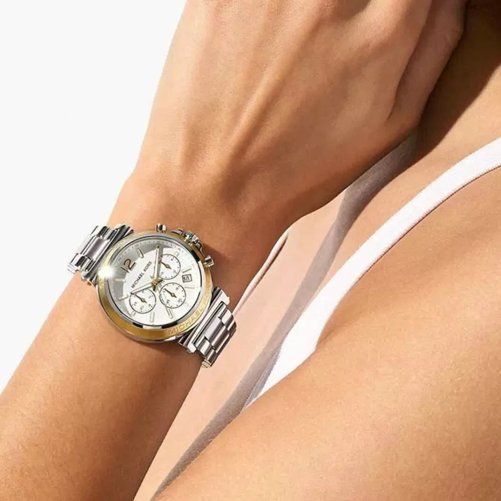  Shop Authentic Michael Kors Maren Chronograph Silver Dial Silver Steel Strap Watch for Women - MK7495 - Luxxuri