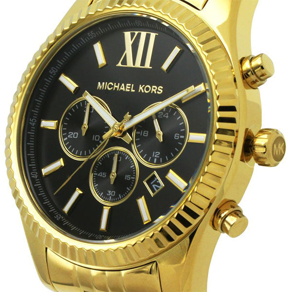  Shop Authentic Michael Kors Lexington Chronograph Black Dial Gold Steel Strap Watch for Men - MK8286 - Luxxuri