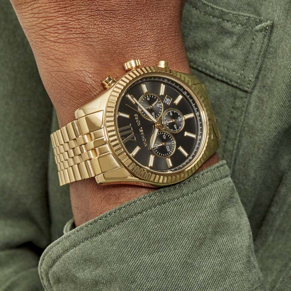  Shop Authentic Michael Kors Lexington Chronograph Black Dial Gold Steel Strap Watch for Men - MK8286 - Luxxuri