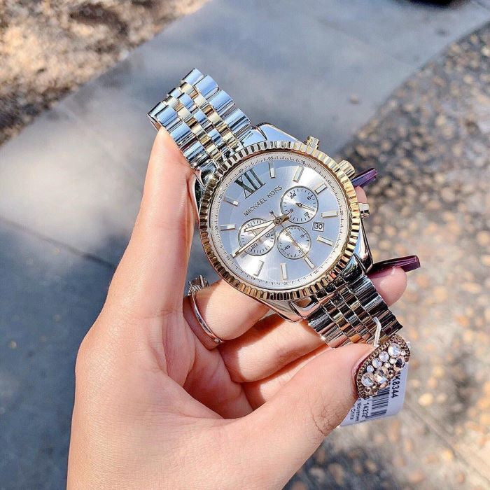  Shop Authentic Michael Kors Lexington Silver Dial Two Tone Steel Strap Watch for Men - MK8344 - Luxxuri