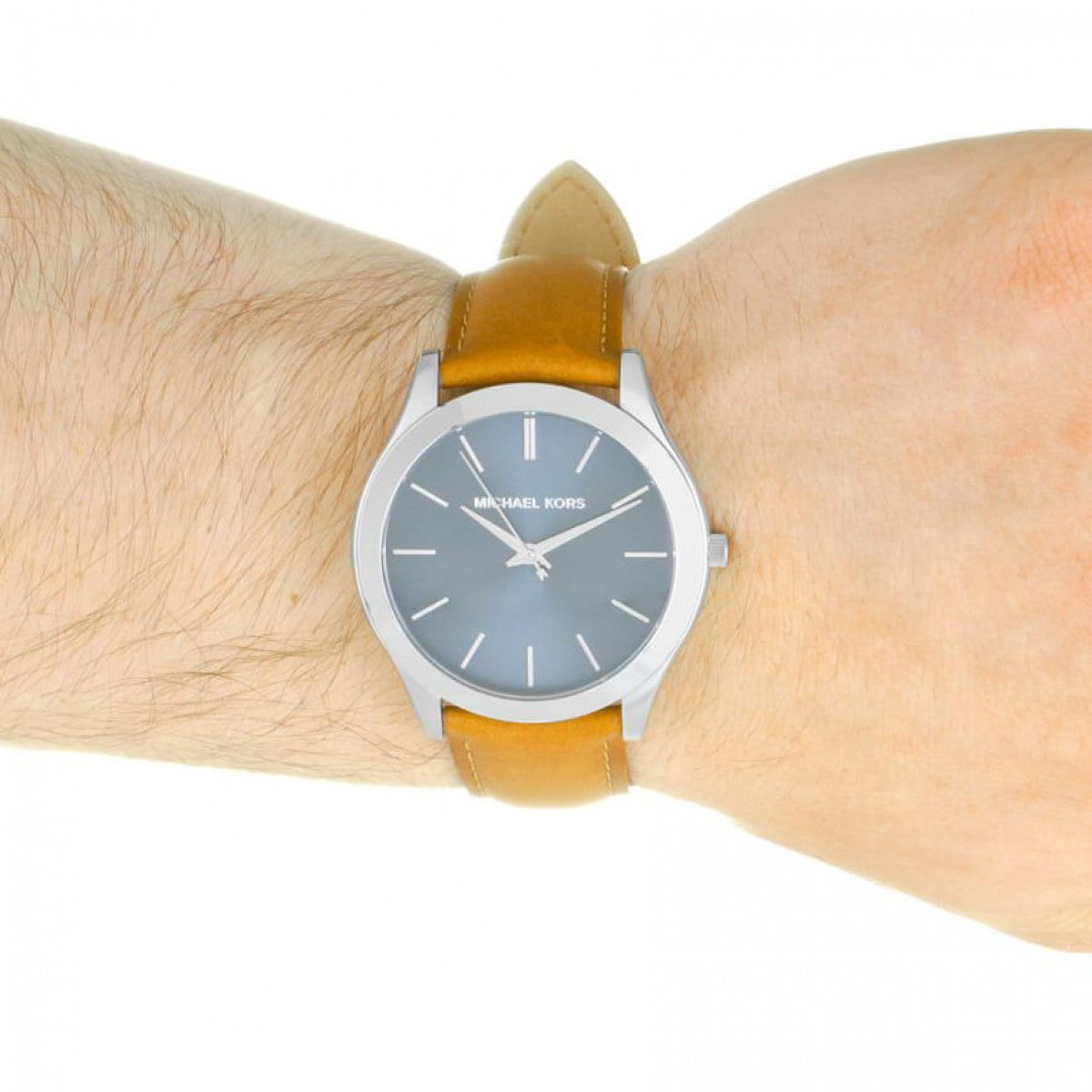  Shop Authentic Michael Kors Slim Runway Analog Blue Dial Brown Leather Strap Watch For Men - MK8508 - Luxxuri