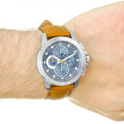  Shop Authentic Michael Kors Ryker Chronograph Analog Blue Dial Brown Leather Strap Watch For Men - MK8518 - Luxxuri