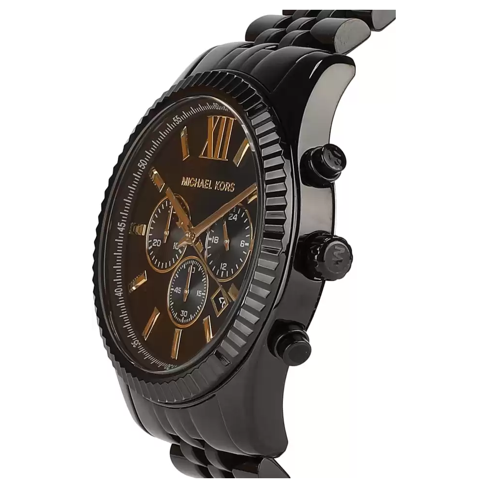  Shop Authentic Michael Kors Lexington Chronograph Black Dial Black Steel Strap Watch for Men - MK8603 - Luxxuri