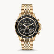  Shop Authentic Michael Kors Bayville Chronograph Black Dial Gold Steel Strap Watch For Men - MK8726 - Luxxuri