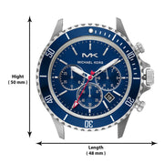  Shop Authentic Michael Kors Bayville Chronograph Blue Dial Grey Steel Strap Watch For Men - MK8727 - Luxxuri