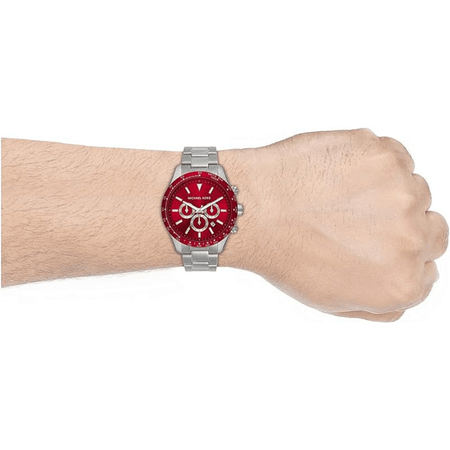  Shop Authentic Michael Kors Layton Chronograph Red Dial Silver Steel Strap Watch For Men - MK8822 - Luxxuri