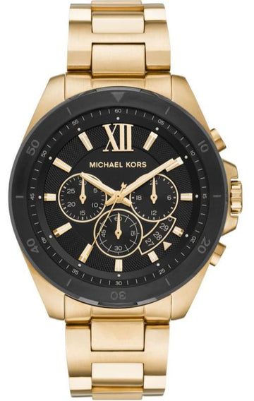  Shop Authentic Michael Kors Brecken Chronograph Black Dial Gold Steel Strap Watch For Men - MK8848 - Luxxuri