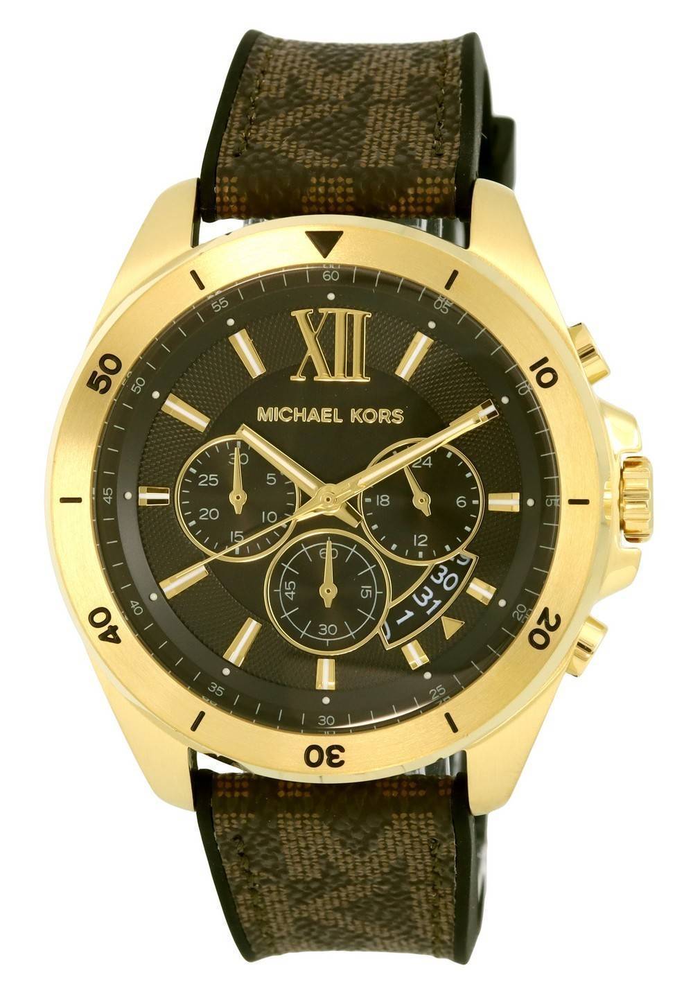  Shop Authentic Michael Kors Brecken Chronograph Black Dial Brown Leather Strap Watch For Men - MK8849 - Luxxuri