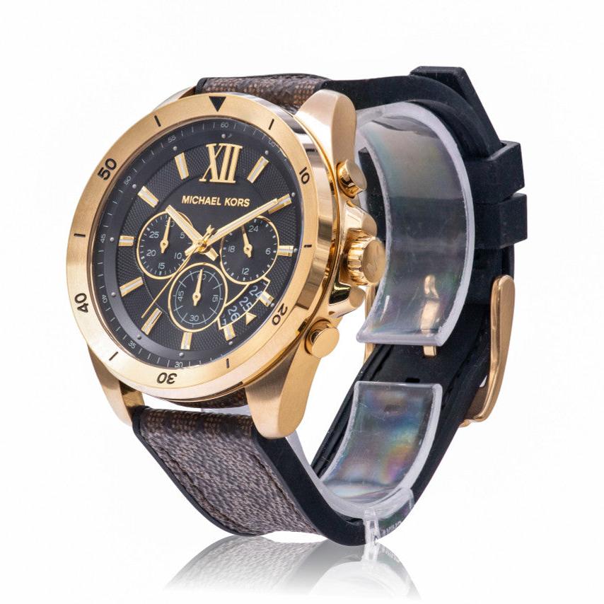  Shop Authentic Michael Kors Brecken Chronograph Black Dial Brown Leather Strap Watch For Men - MK8849 - Luxxuri