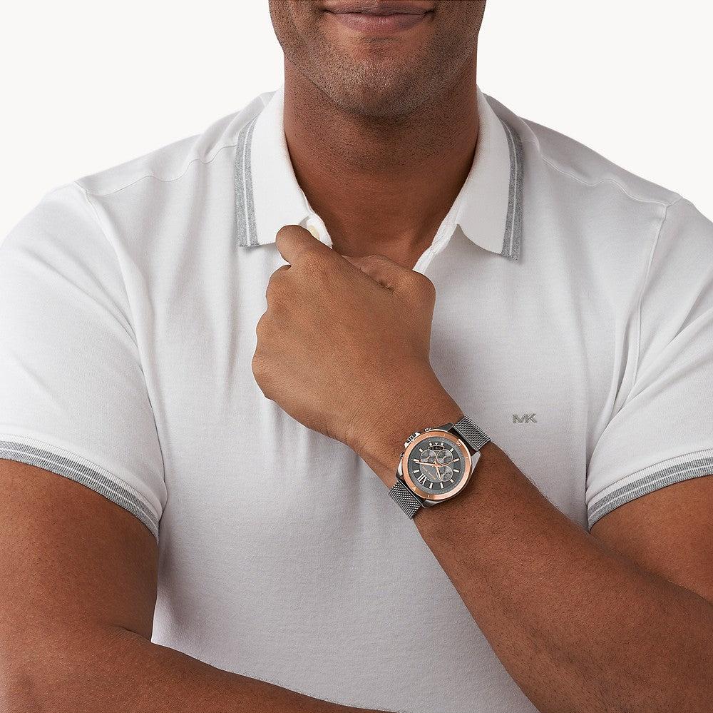  Shop Authentic Michael Kors Brecken Chronograph Grey Dial Silver Mesh Strap Watch For Men - MK8868 - Luxxuri