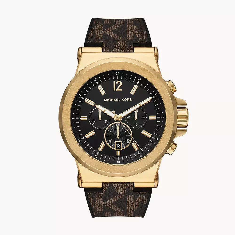  Shop Authentic Michael Kors Dylan Chronograph Black Dial Brown Rubber Strap Watch For Men - MK8904 - Luxxuri