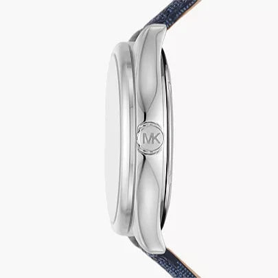  Shop Authentic Michael Kors Benning Three Hand Silver Dial Blue Leather Strap Watch For Men - MK8930 - Luxxuri