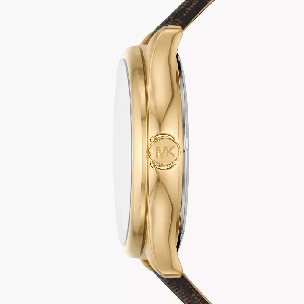  Shop Authentic Michael Kors Benning Three Hand Gold Dial Brown Leather Strap Watch For Men - MK8931 - Luxxuri