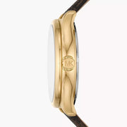  Shop Authentic Michael Kors Benning Three Hand Gold Dial Brown Leather Strap Watch For Men - MK8931 - Luxxuri