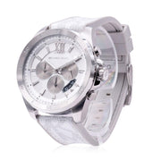  Shop Authentic Michael Kors Brecken Chronograph Silver Dial White Leather Strap Watch For Men - MK8949 - Luxxuri