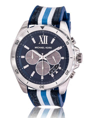  Shop Authentic Michael Kors Brecken Chronograph Blue Dial Two Tone PVC Strap Watch For Men - MK8950 - Luxxuri
