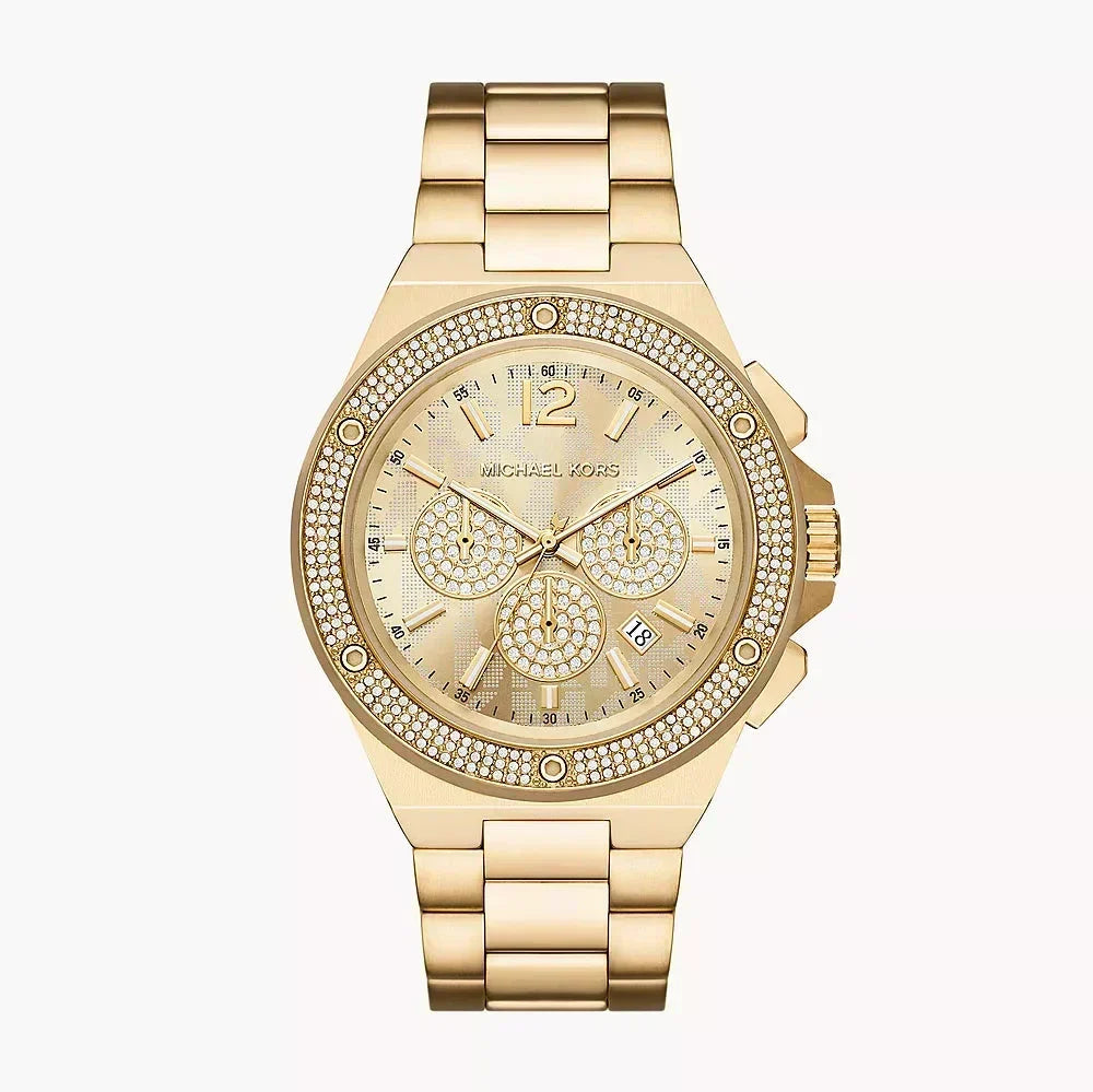  Shop Authentic Michael Kors Lennox Chronograph Gold Dial Gold Steel Strap Watch For Men - MK8989 - Luxxuri